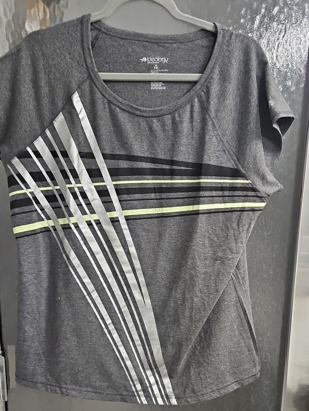 Ideology Gray Short-Sleeve Athletic Tee with Striped Accent